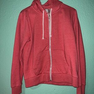 H&M Basic Coral Pink Zip Hoodie with White Drawstrings